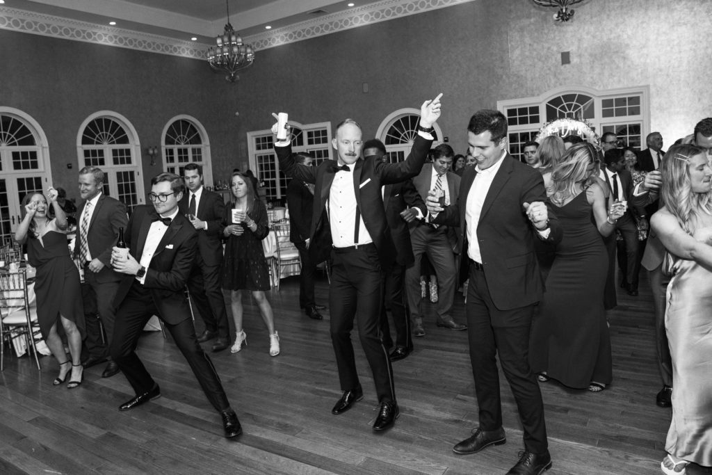 Guests dancing at a wedding reception at Morais Vineyards and Winery