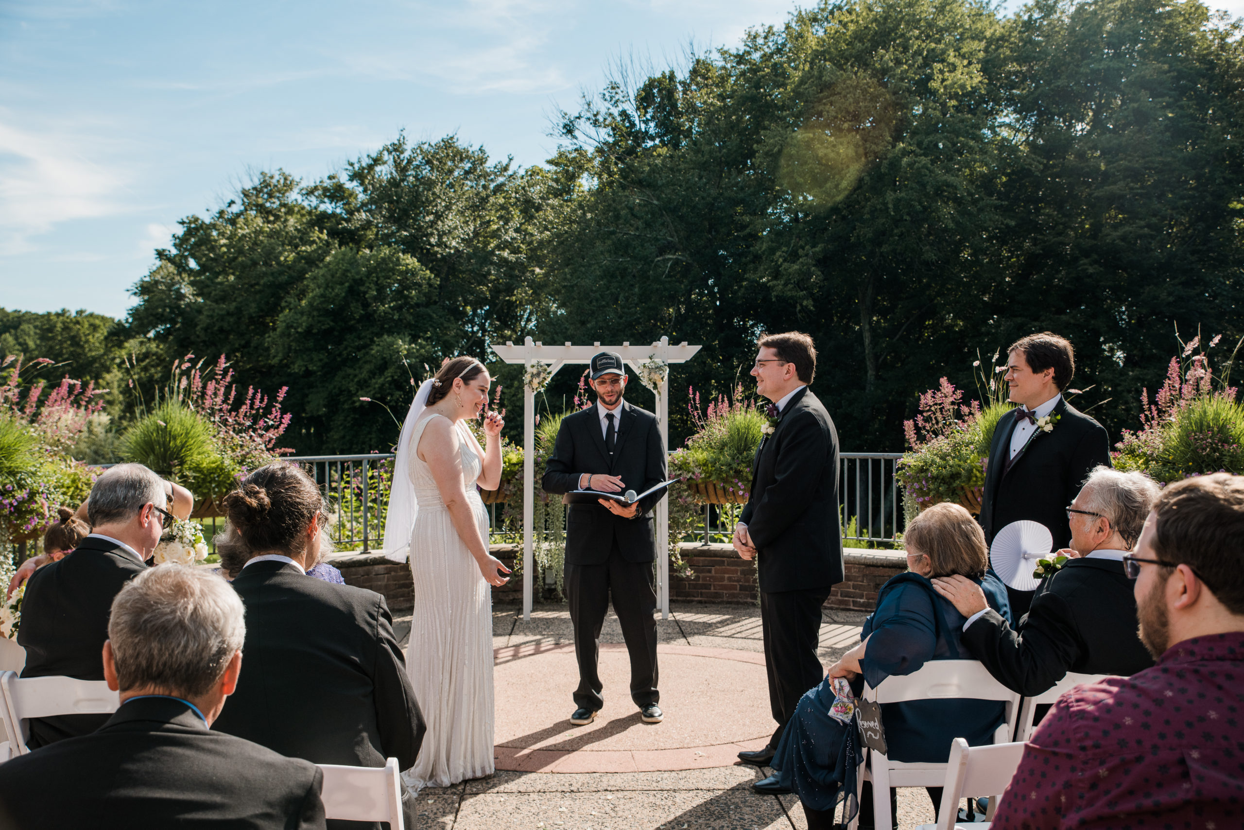 Wedding ceremony at the Atrium at Meadowlark Botanical Gardens