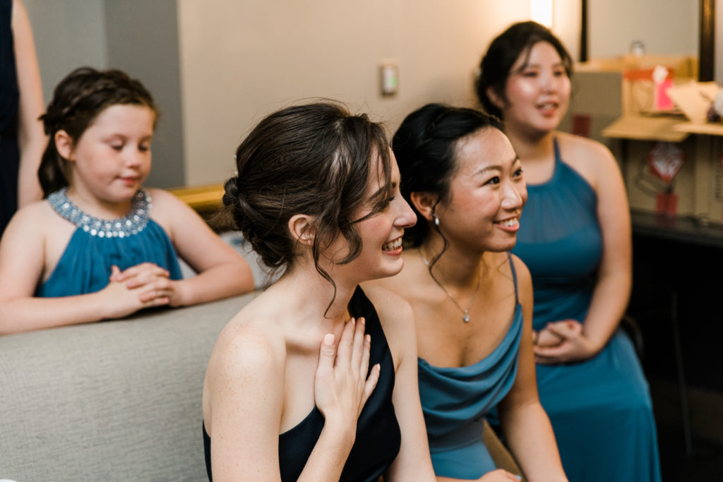 Four bridesmaids sitting 
